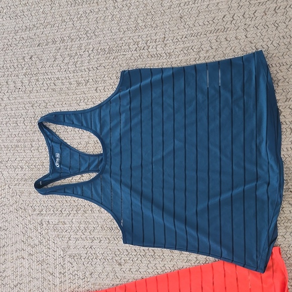 Zyia Havana XL Striped Racerback Tank Tops - Coral and Navy - Picture 3 of 5